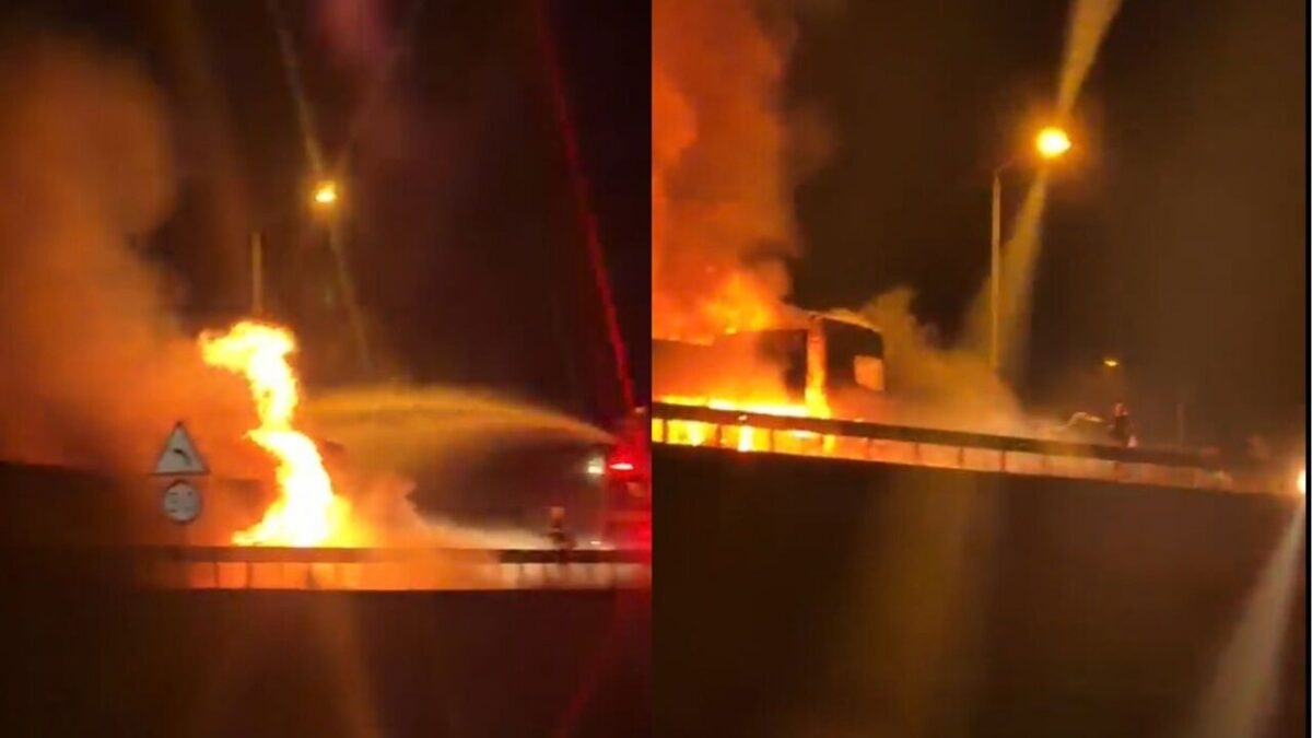 Amasya’da Seyir Halindeki Gübre Yüklü TIR Alevlere Teslim Oldu