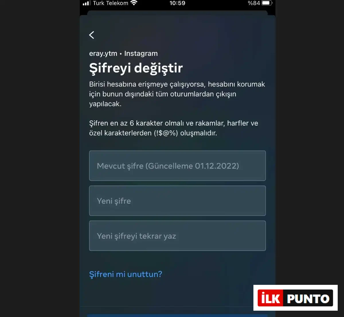 çalınan instagram hesabı