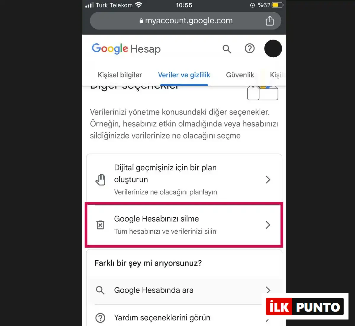 Gmail Hesabı Silme
