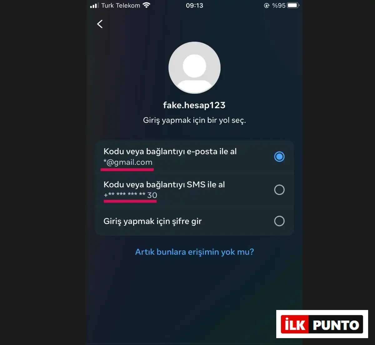 Instagram Hesabımı Bul Ekranı