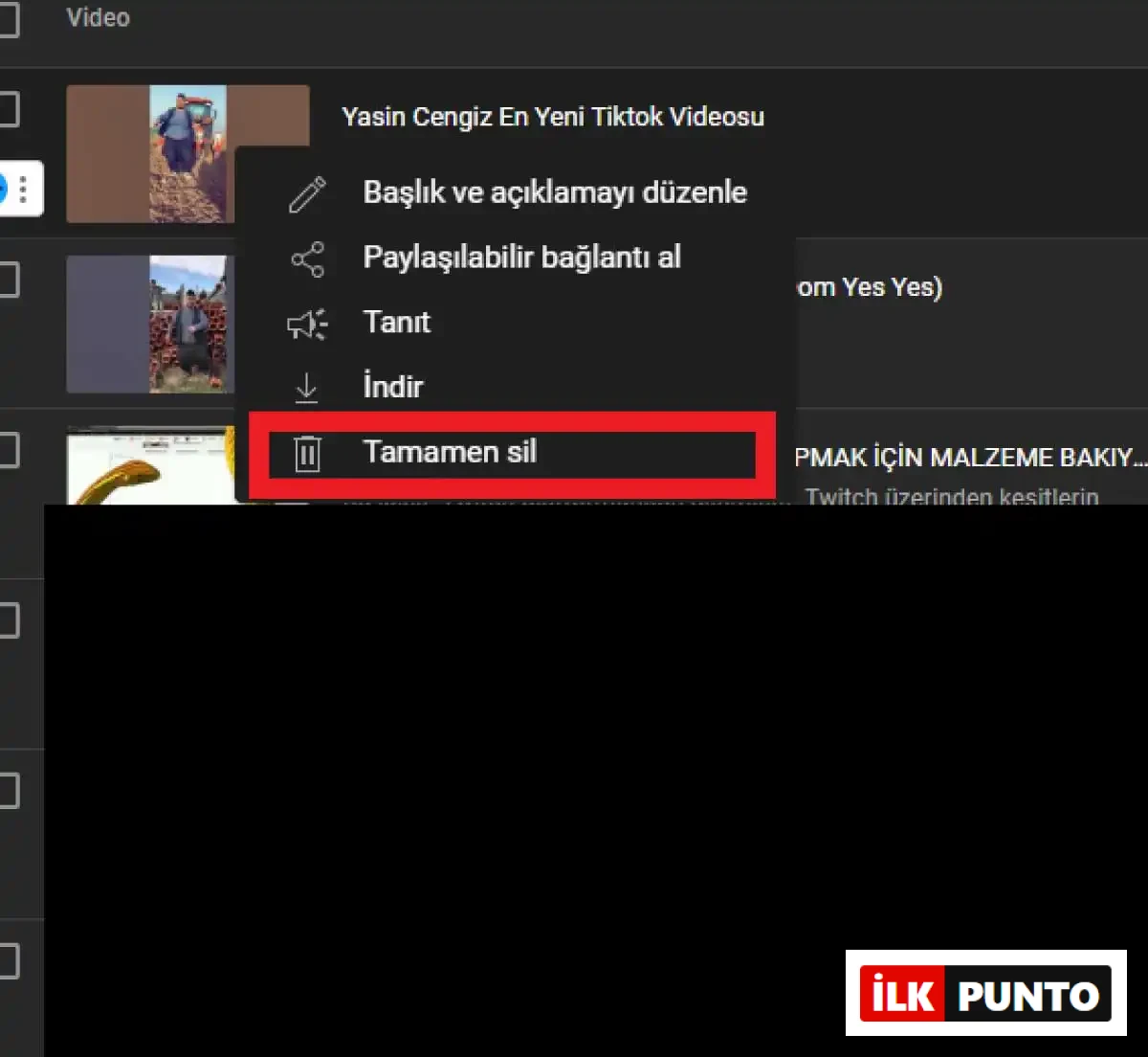 Youtube Video Silme