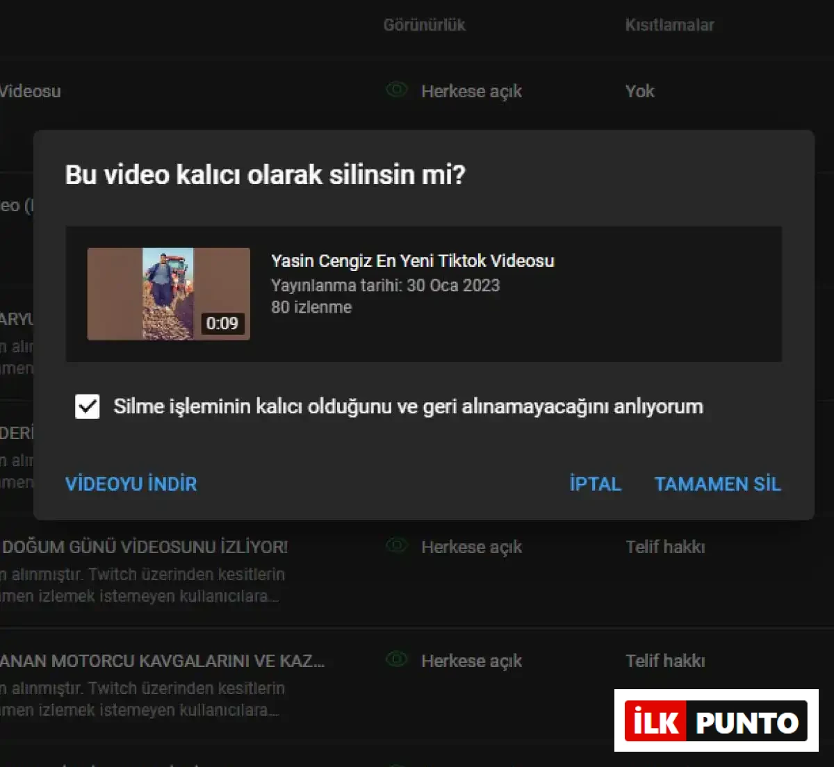 Youtube Video Silme